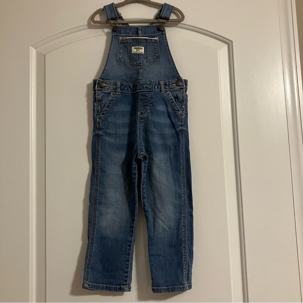OshKosh denim overalls adjustable straps metal hardware vestbak Girls 4T - Picture 1 of 10
